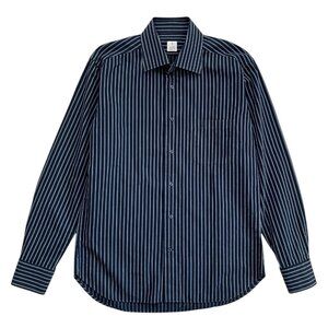 Mastai Ferretti Mens Striped Button Up Shirt Navy Size 16/41‎ Made in Italy